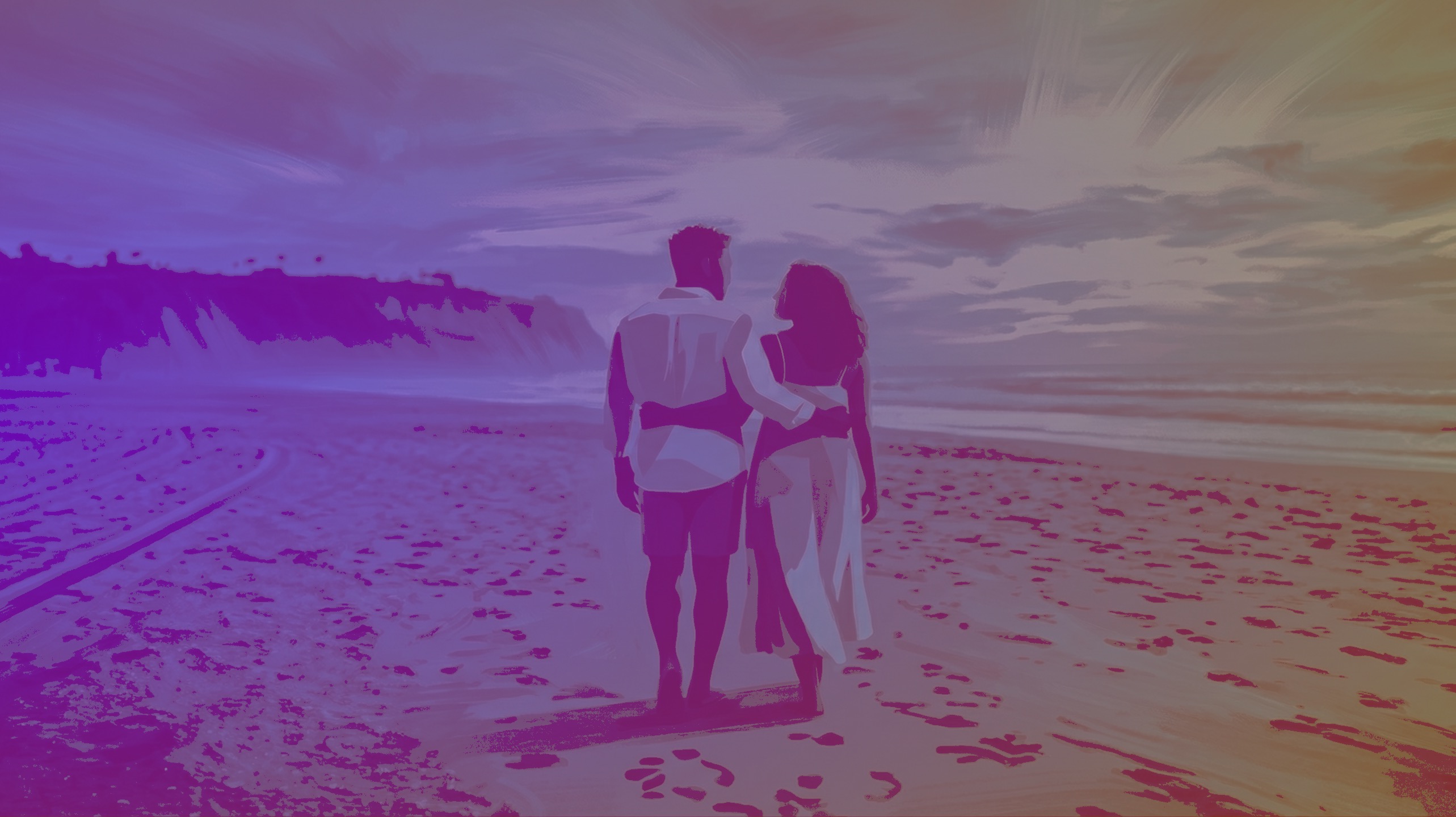 Romantic beach sunset